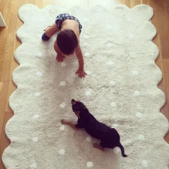 Tapis lavable biscuit beige à pois (120 x 160 cm)|Lorena Canals Outlet