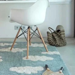 Tapis lavable nuages vintage bleu (120 x 160 cm)|Lorena Canals Discount