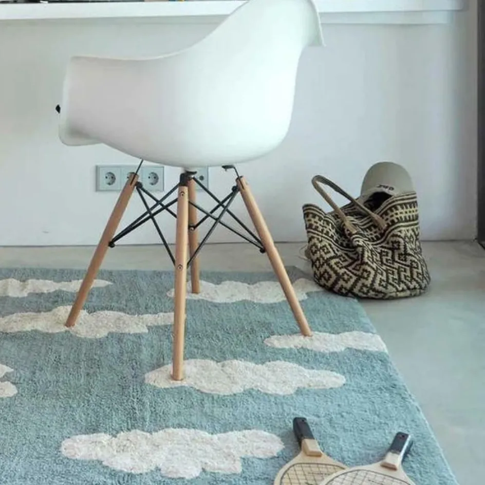 Tapis lavable nuages vintage bleu (120 x 160 cm)|Lorena Canals Discount