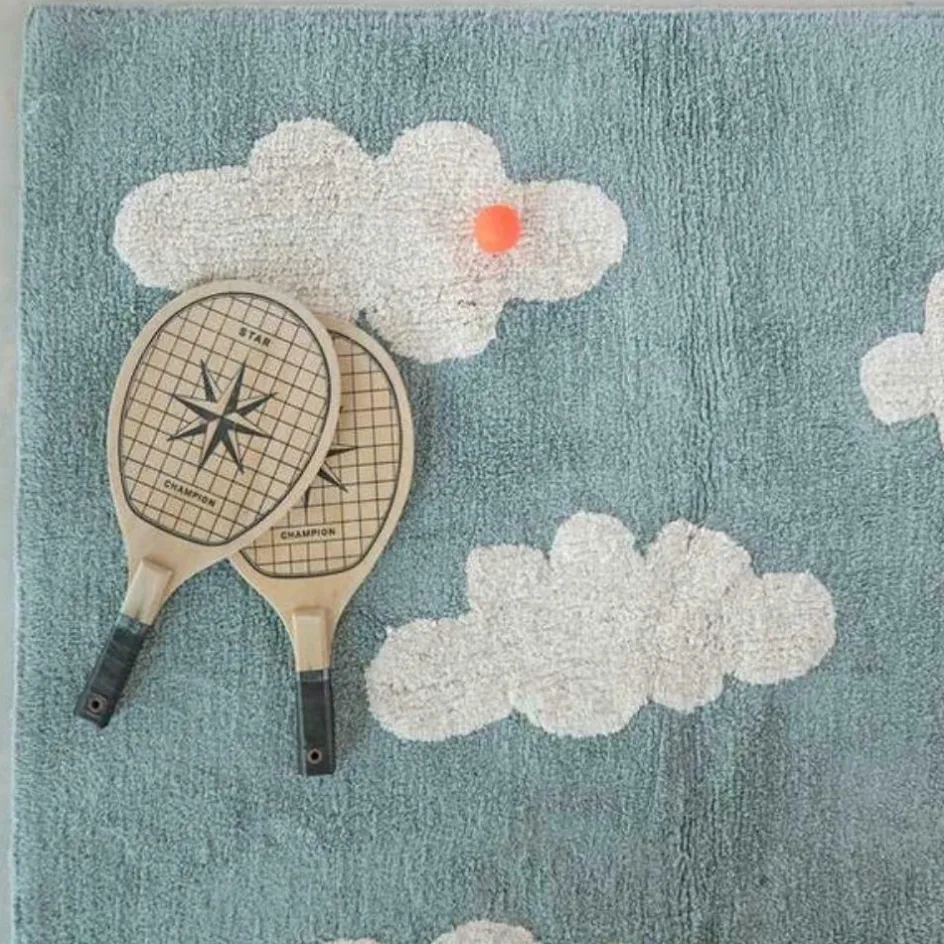 Tapis lavable nuages vintage bleu (120 x 160 cm)|Lorena Canals Discount