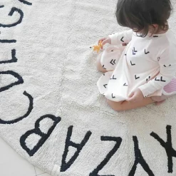 Tapis lavable rond abc naturel noir (diamètre 150 cm)|Lorena Canals New