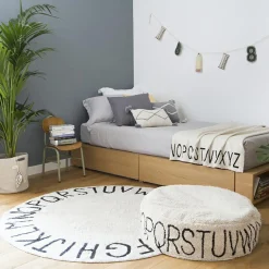 Tapis lavable rond abc naturel noir (diamètre 150 cm)|Lorena Canals New