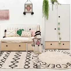 Tapis lavable rond abc naturel noir (diamètre 150 cm)|Lorena Canals New