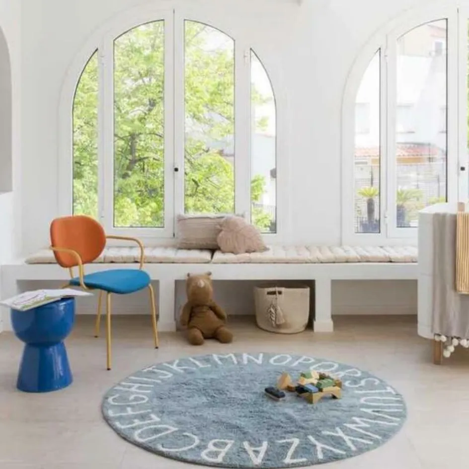 Tapis lavable rond ABC vintage bleu (150 cm)|Lorena Canals Discount