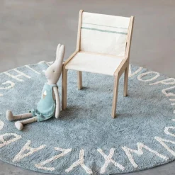 Tapis lavable rond ABC vintage bleu (150 cm)|Lorena Canals Discount