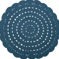 Discount Nattiot Tapis lavable rond Alma crochet bleu (120 cm)
