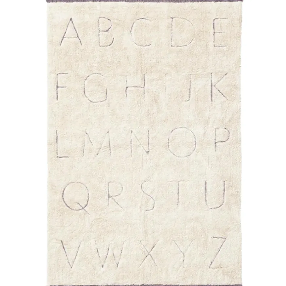 Tapis lavable RugCycled® ABC en coton naturel (90 x 130 cm)|Lorena Canals Clearance