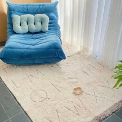 Tapis lavable RugCycled® ABC en coton naturel (90 x 130 cm)|Lorena Canals Clearance