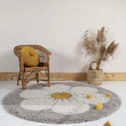 Tapis rond Bohemian daisy beige|Nattiot Online