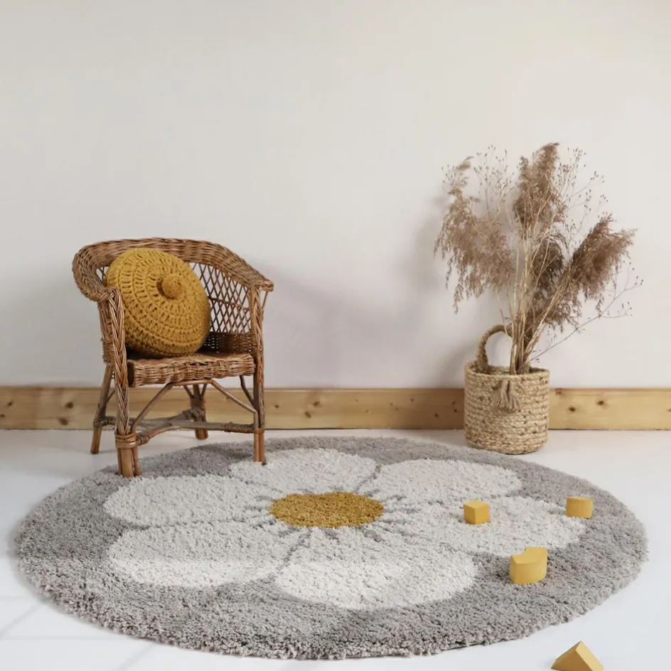 Tapis rond Bohemian daisy beige|Nattiot Online
