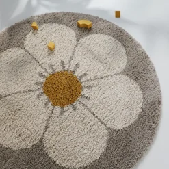 Tapis rond Bohemian daisy beige|Nattiot Online
