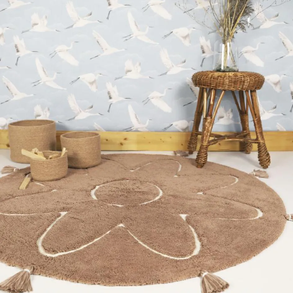 Tapis rond Yva fleur rose (110 cm)|Nattiot Best