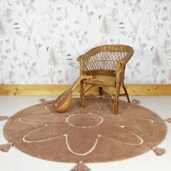 Tapis rond Yva fleur rose (110 cm)|Nattiot Best