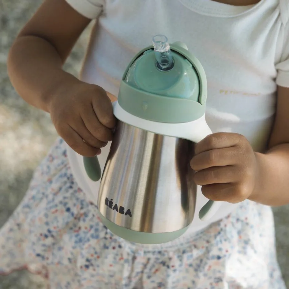Tasse à paille en inox vert sauge (250 ml)|Béaba Best