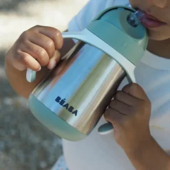 Tasse à paille en inox vert sauge (250 ml)|Béaba Best