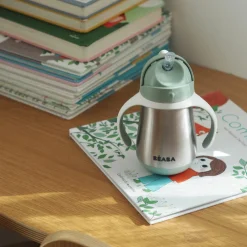 Tasse à paille en inox vert sauge (250 ml)|Béaba Best