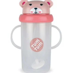 Tasse antifuite avec paille lestée Ours Rose (300 ml)|TUM TUM