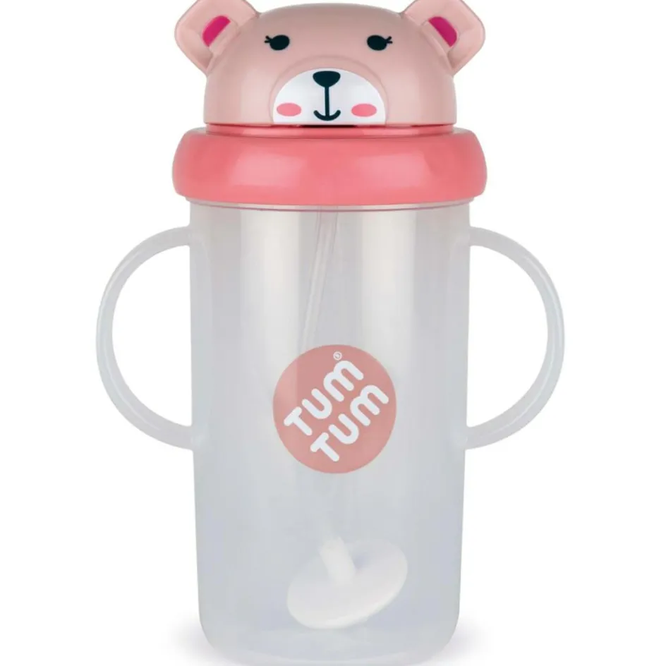 Tasse antifuite avec paille lestée Ours Rose (300 ml)|TUM TUM