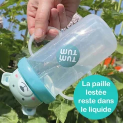 Tasse antifuite avec paille lestée Ours Bleu (300 ml)|TUM TUM New