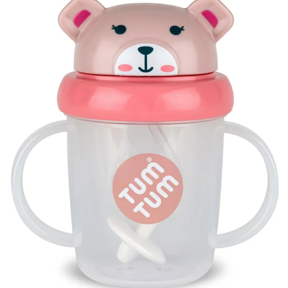 Best TUM TUM Tasse antifuite avec paille lestée Ourson Rose (200 ml)