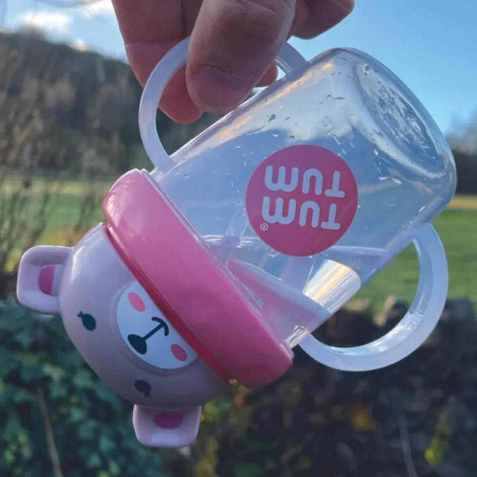 Best TUM TUM Tasse antifuite avec paille lestée Ourson Rose (200 ml)