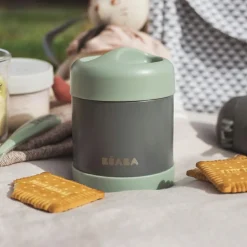 Hot Béaba Thermo-portion inox minéral gris et vert sauge (300 ml)