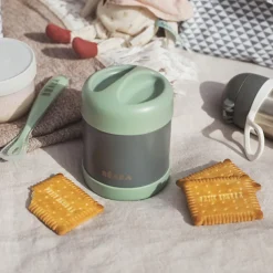 Hot Béaba Thermo-portion inox minéral gris et vert sauge (300 ml)