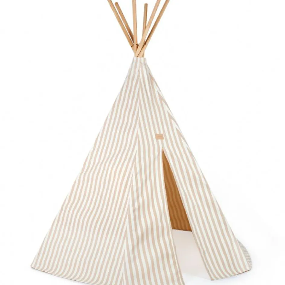 Tipi Arizona Taupe Stripes Natural (158 x 128 cm)|Nobodinoz New