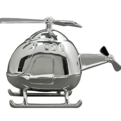 Tirelire Hélicoptère personnalisable (métal argenté)|Daniel Crégut