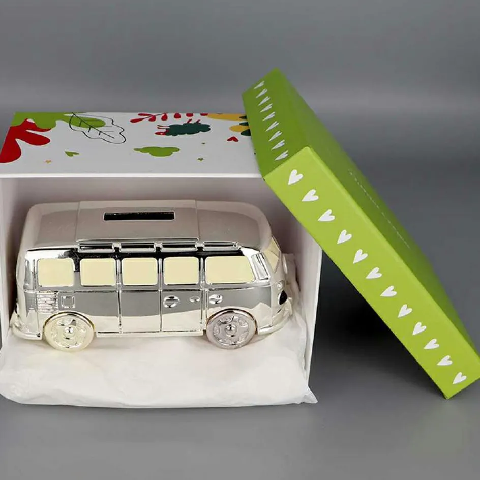 Tirelire Mini Van personnalisable (métal argenté)|Daniel Crégut Discount