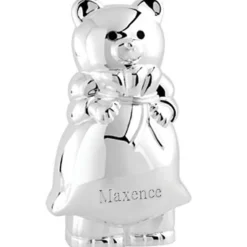 Outlet ANVIE Tirelire ours métal argenté (personnalisable)