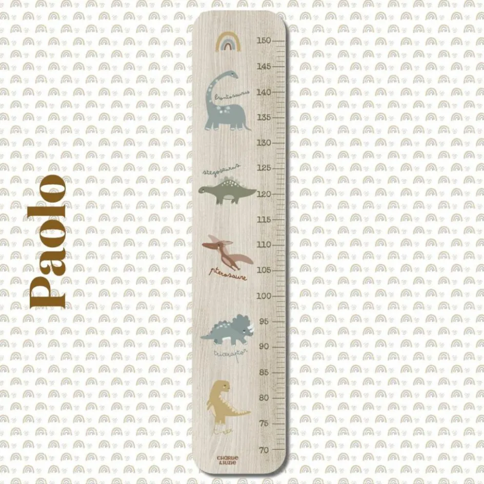 Sale Charlie et Suzie Toise en bois Collection 5 Dinos personnalisable