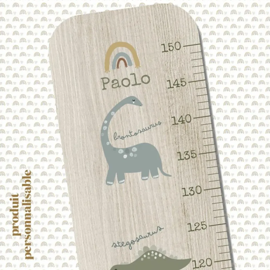 Sale Charlie et Suzie Toise en bois Collection 5 Dinos personnalisable