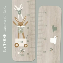 Toise en bois Lapin doudou sauge personnalisable|Charlie et Suzie Outlet