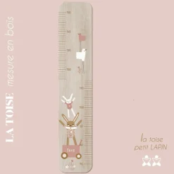 Toise en bois Lapin Doudou rose personnalisable|Charlie et Suzie Best