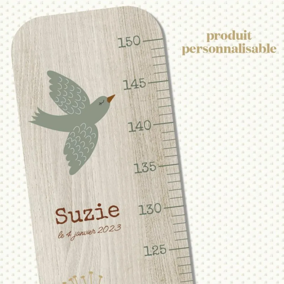 Toise en bois Lili Rose Grandes Fleurs personnalisable|Charlie et Suzie Outlet