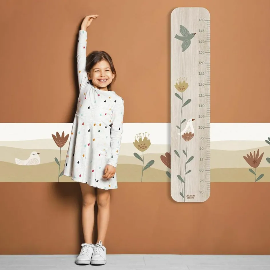 Toise en bois Lili Rose Grandes Fleurs personnalisable|Charlie et Suzie Outlet