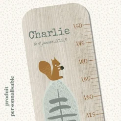 Toise en bois Renard Forêt Edgar personnalisable|Charlie et Suzie New