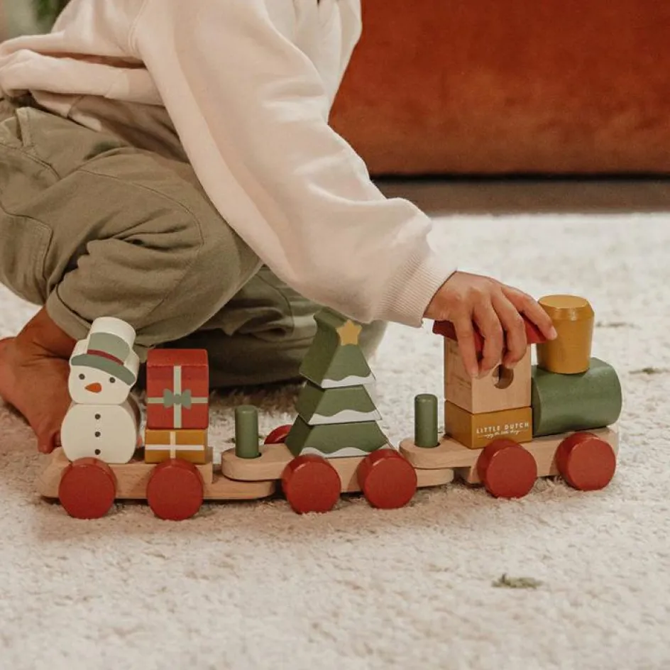 Clearance Little Dutch Train de construction de Noël en bois