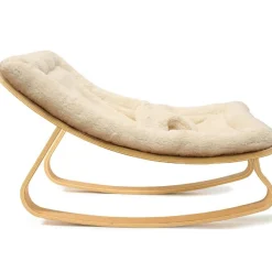Hot Charlie Crane Transat à balancement en bois de hêtre Levo Fur Milk