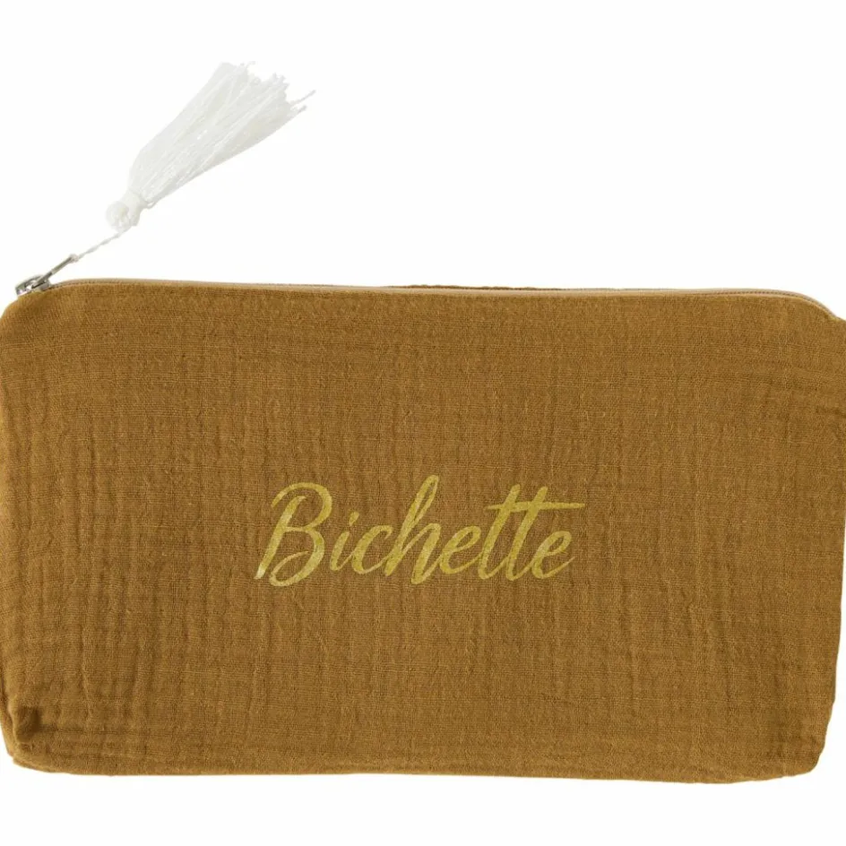 Trousse cadeau zippée Bichette gaze de coton havane|BB & Co Online