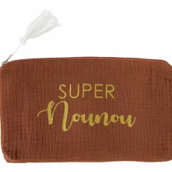 Trousse cadeau zippée Super Nounou gaze de coton toffee|BB & Co Online