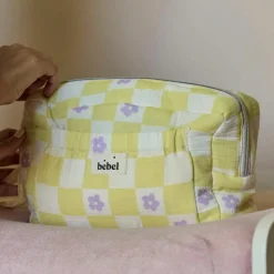 Trousse de toilette Comme un bonbon Romy damier jaune|BEBEL New