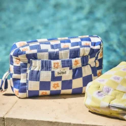 Trousse de toilette Comme un bonbon Romy damier bleu|BEBEL Hot
