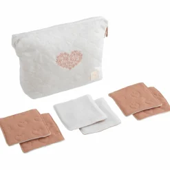 Clearance Sauthon Trousse de toilette et 6 carrés éponges Petit Cœur