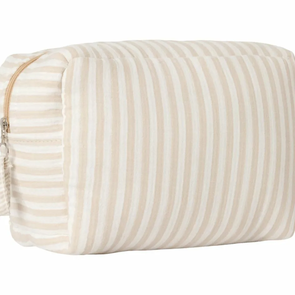 Best BB & Co Trousse de toilette gaze de coton beige rayé galet