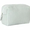 Trousse de toilette gaze de coton rayé vert de gris|BB & Co Online