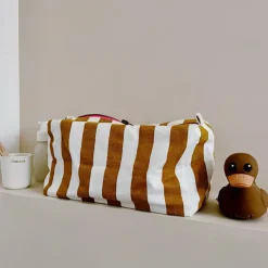 Trousse de toilette Vic rayée écru-caramel|Rose in April Sale