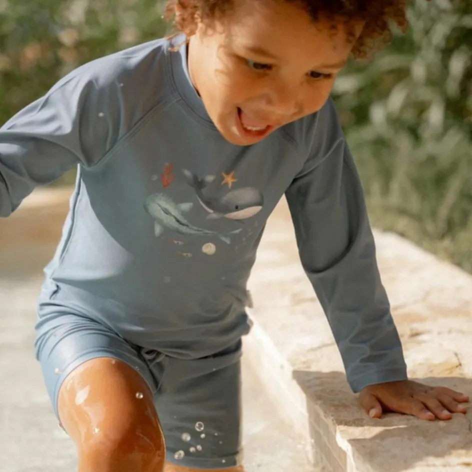 T-shirt de bain anti-UV manches longues Ocean Blue (1-2 ans)|Little Dutch