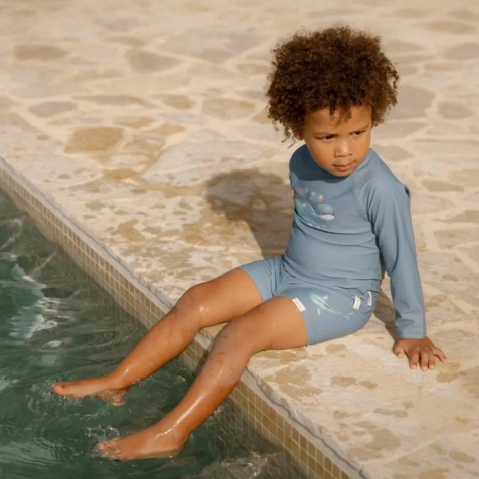 T-shirt de bain anti-UV manches longues Ocean Blue (1-2 ans)|Little Dutch